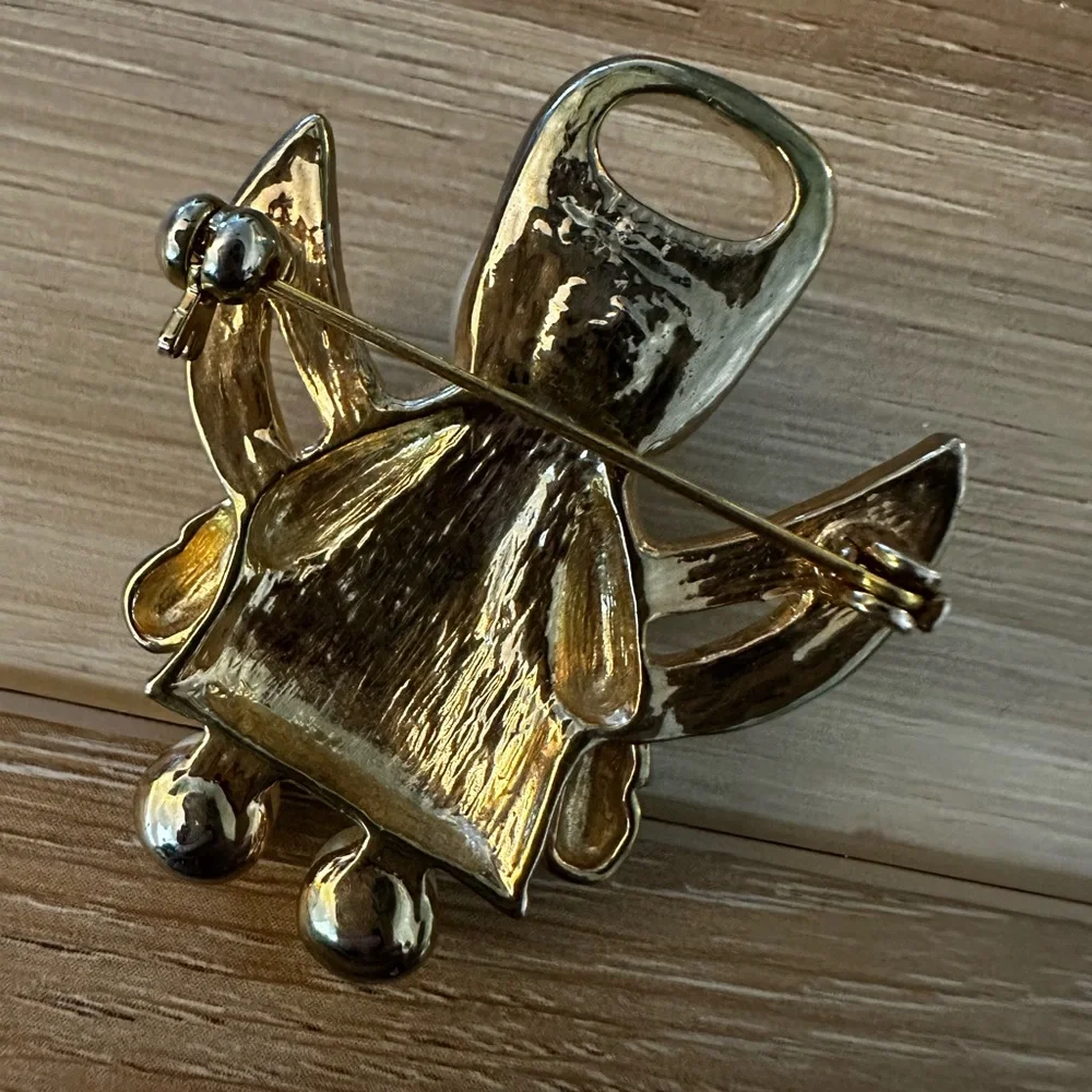 1990s Faux Pearl Angel Brooch